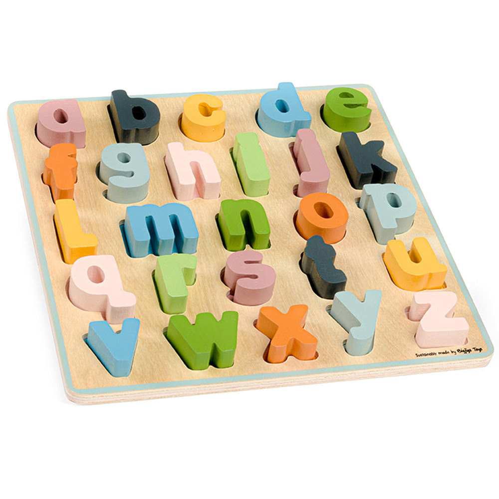 Bigjigs Toys 26 Piece FSC Wooden Lowercase ABC Puzzle Multicolour Image 1