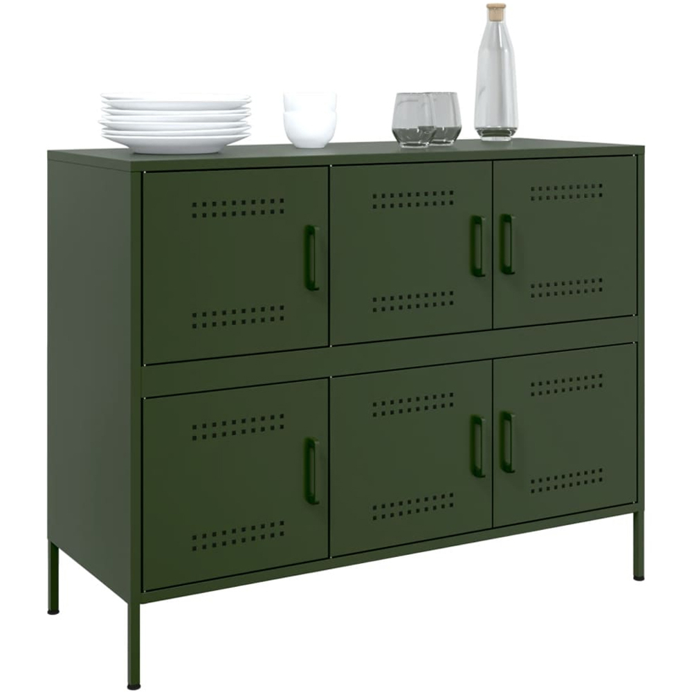 vidaXL 6 Door Olive Green Sideboard Image 4