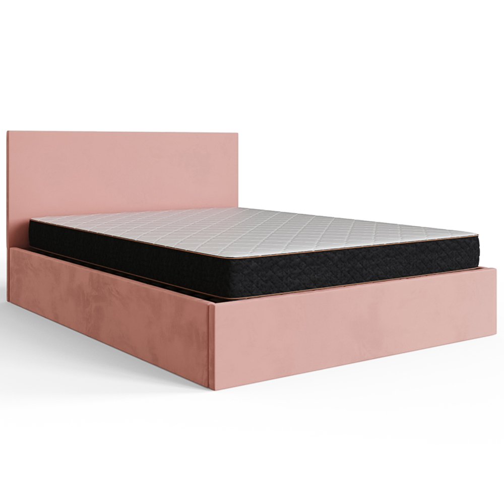 GFW Small Double Blush Pink Velvet End Lift Ottoman Bed with Memory Pocket Spring Mattress Image 4