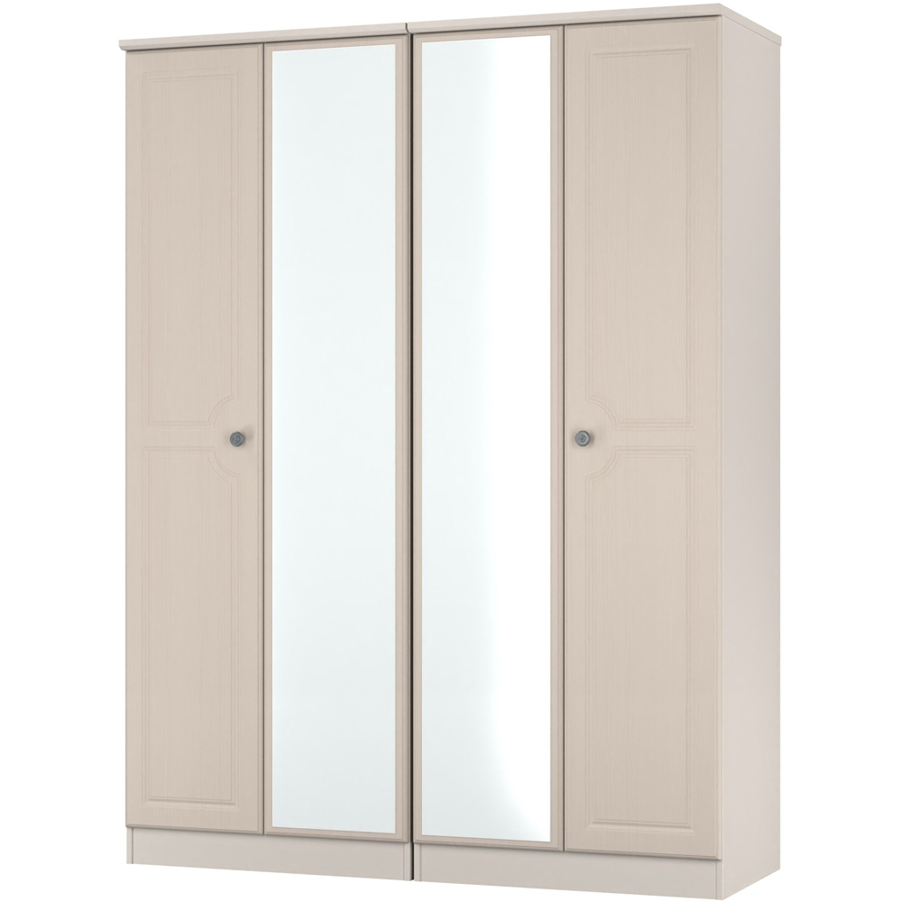 Crowndale Pembroke 4 Door Kashmir Ash Mirror Wardrobe Ready Assembled Image 3