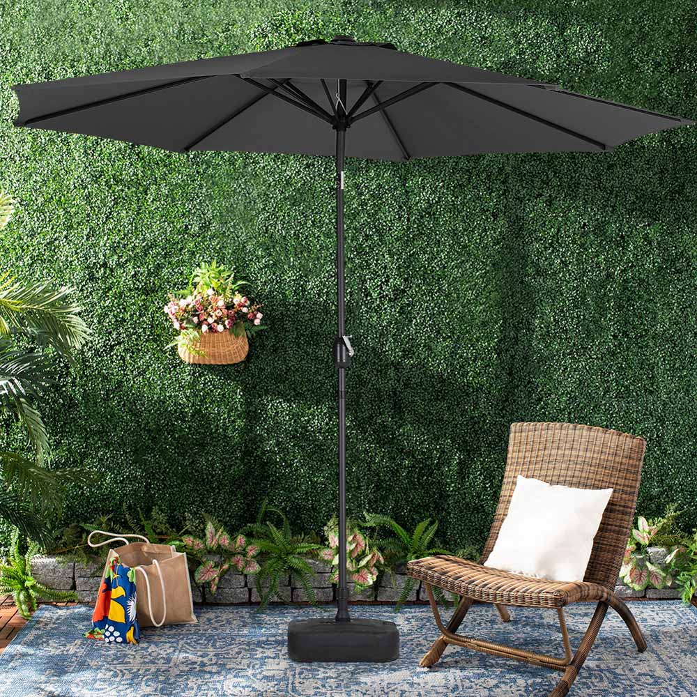Living and Home Black Round Crank Tilt Parasol with Square Base 3m Image 7