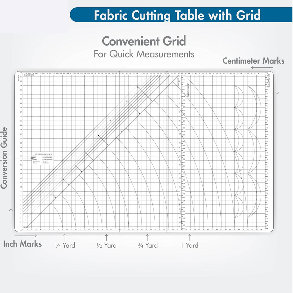 Sewing Online 13385 Black and White Adjustable Fabric Cutting Table with Grid and Storage Image 6