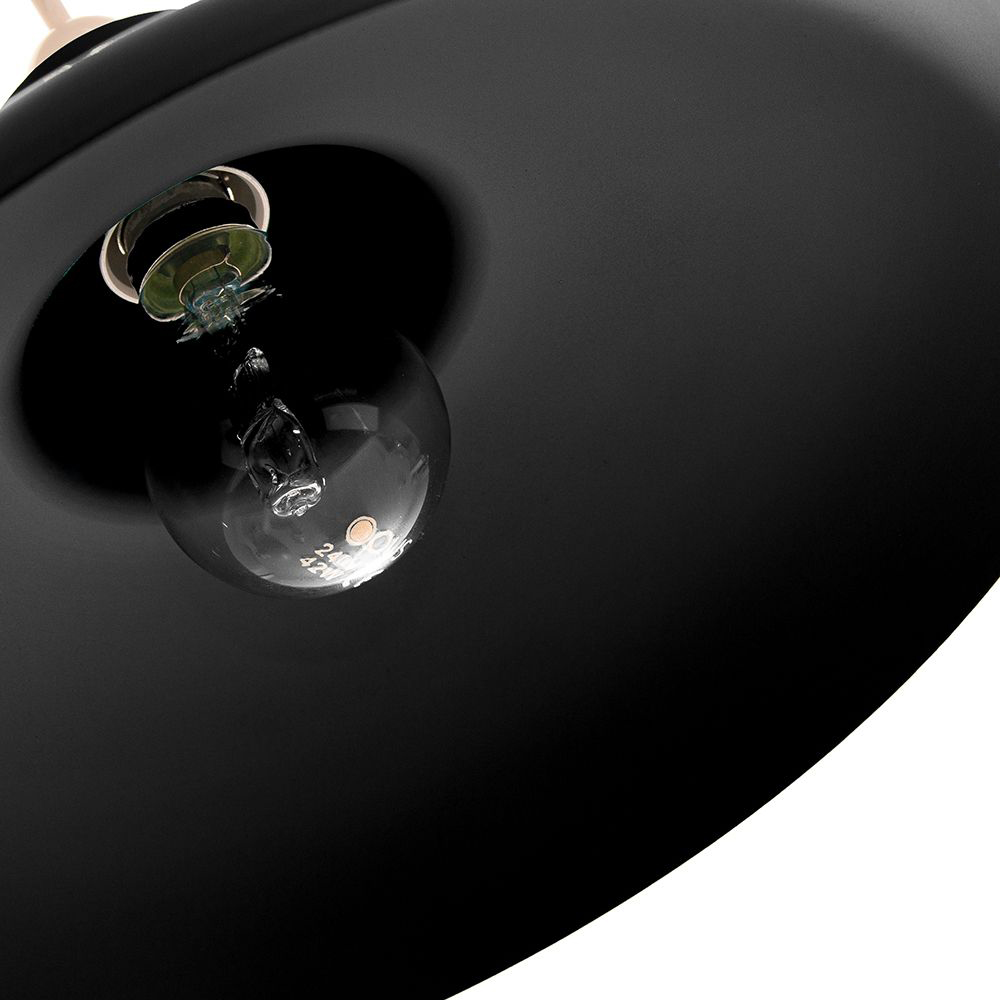 Happy Homewares Matt Black Curved Metal Industrial Retro Designed Pendant Shade Image 4