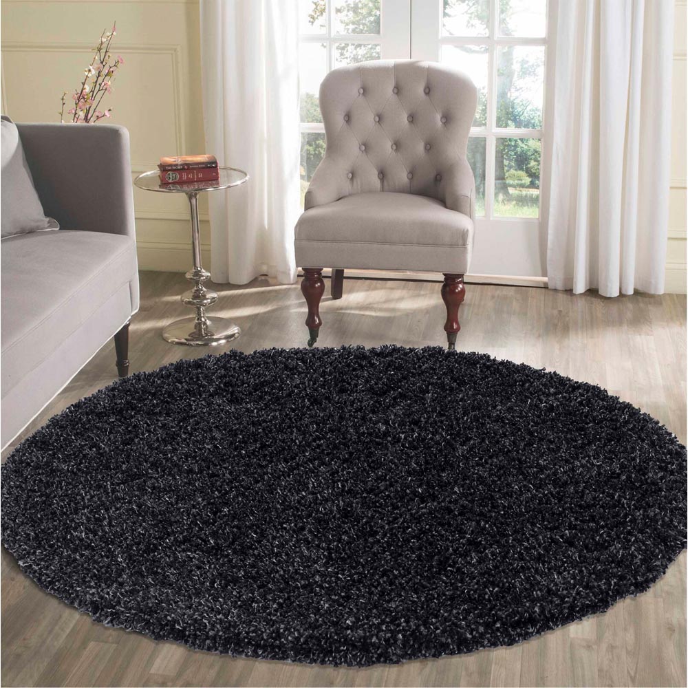 Desire Rugs Oxford Anthracite Plain Round Shaggy Rug 120 x 120cm Image 2