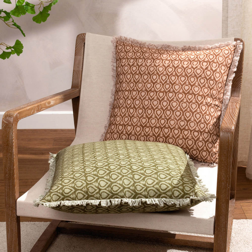 Yard Georgi Olive Fringed Cushion Image 5