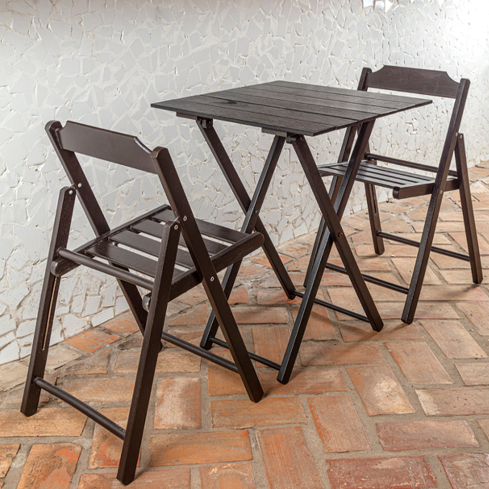 Tramontina Teak Wood 3 Piece Folding Bistro Set Dark/All Wood Image 4