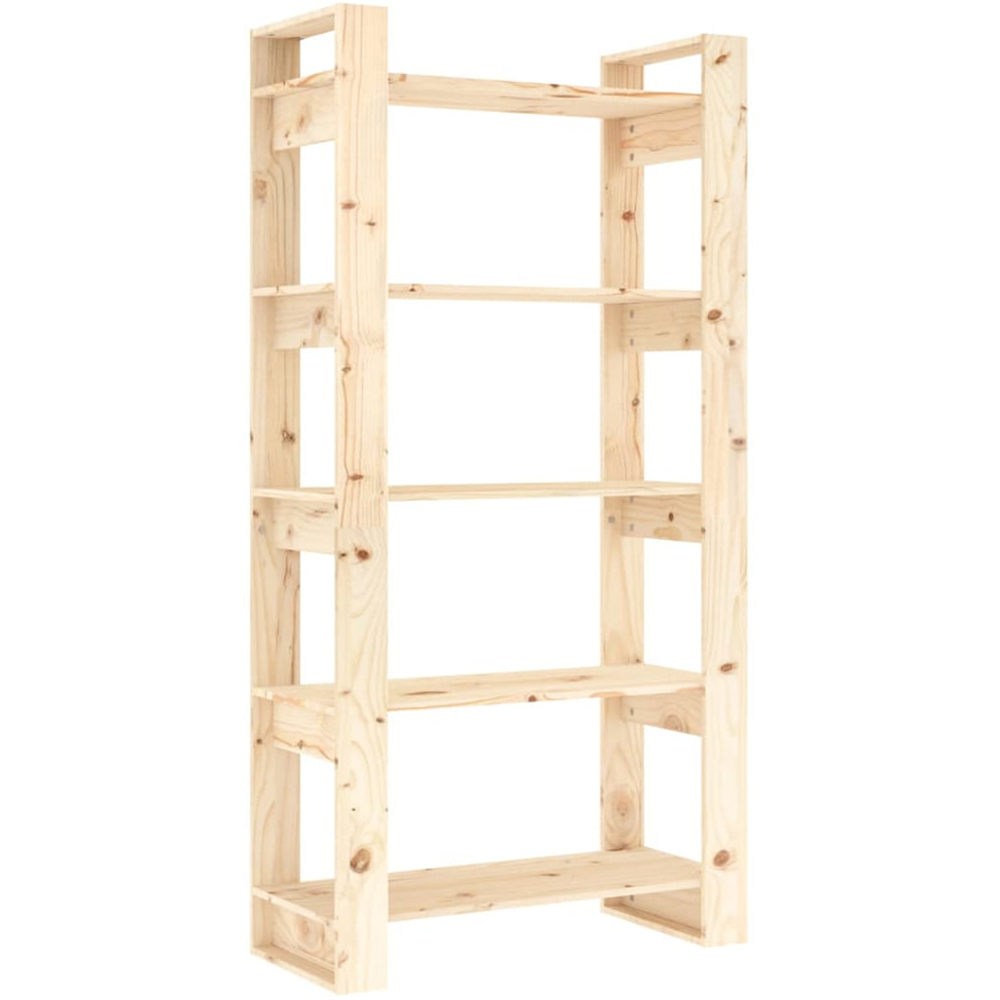vidaXL 5 Shelf Natural Solid Wood Bookcase Image 2