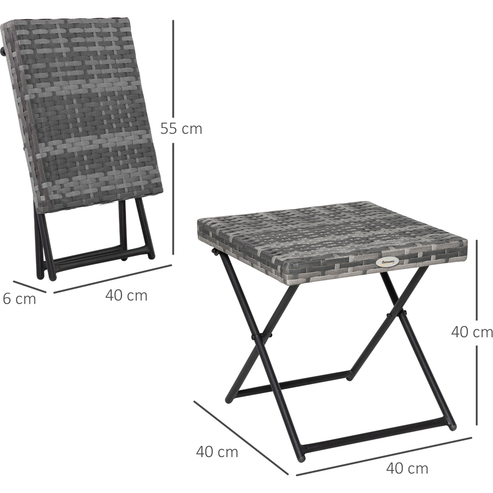Outsunny Grey Rattan Foldable Square Coffee Table Image 8