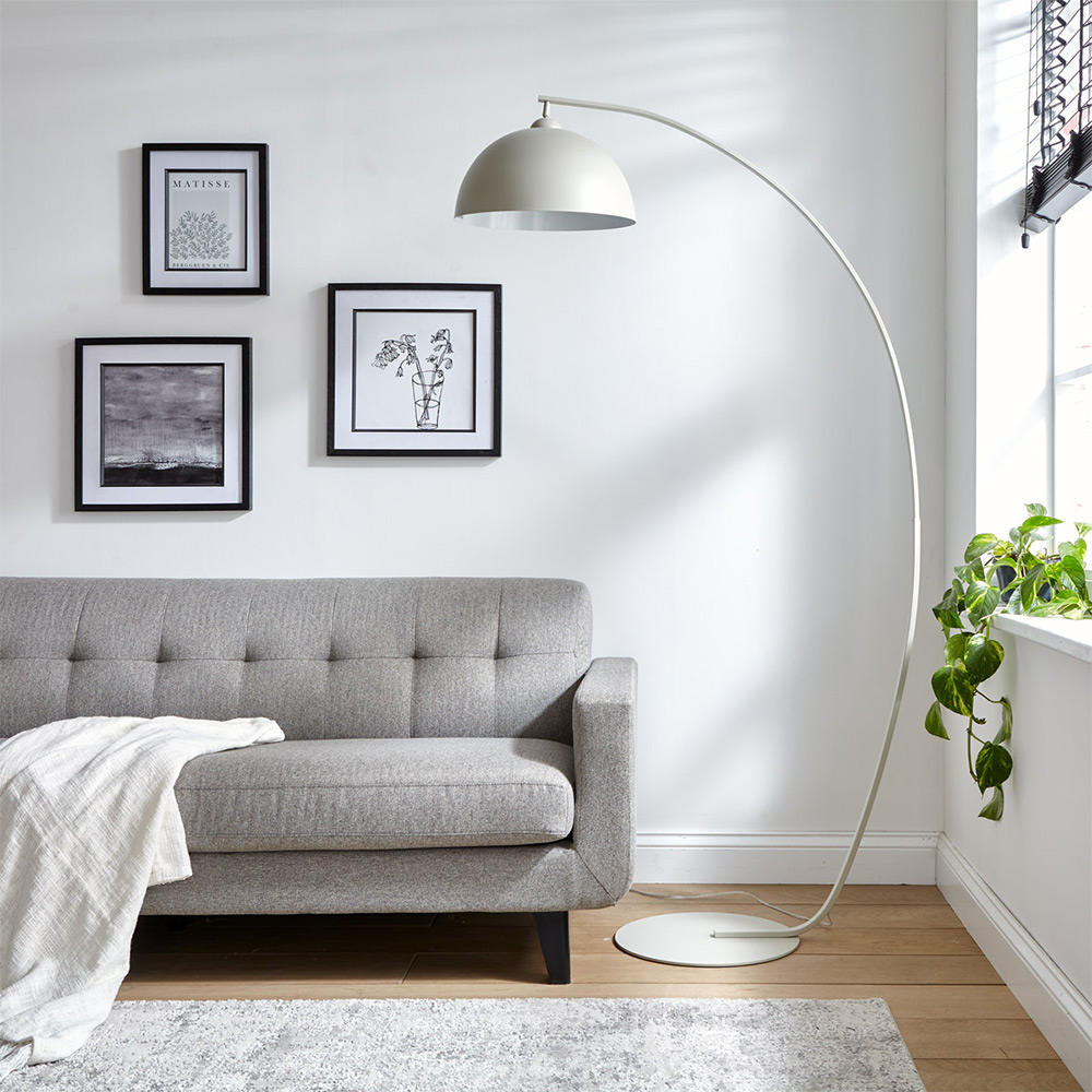 The Lighting and Interiors Grey Archee Curved Floor Lamp Image 2