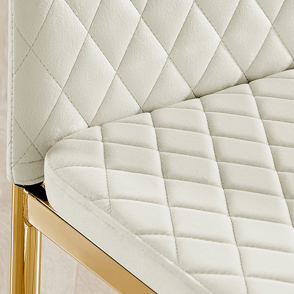 Furniturebox Copeland Valera Marble Effect 4 Seater Dining Set White Cream and Gold Image 8