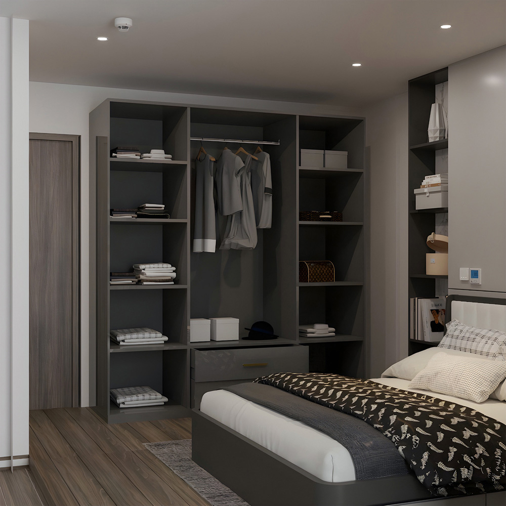 M N Furniture Glossera 4 Door 2 Drawer Grey High Gloss Mirrored Wardrobe 160cm Image 5