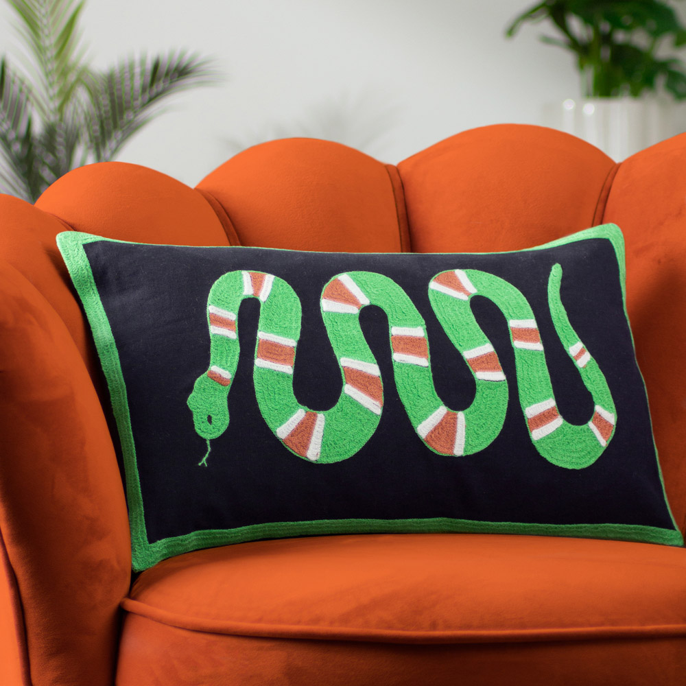 furn. Coral Snake Embroidered Cushion Image 2