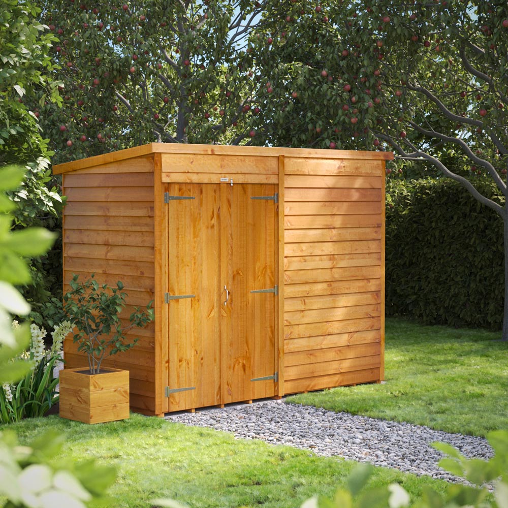 Power 8 x 4ft Overlap Pent Windowless Double Door Garden Shed Image 2