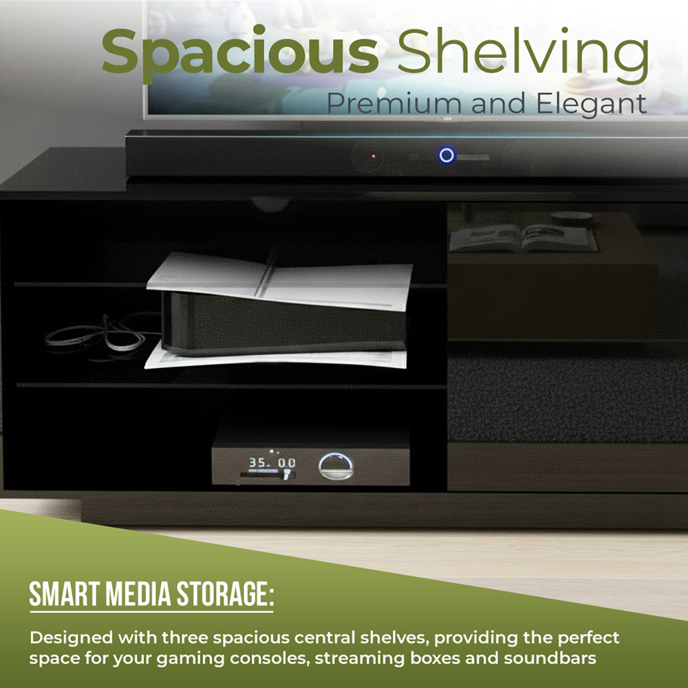 Centurion Supports Gallus 2 Drawer 3 Shelf Gloss Black TV Unit Image 7