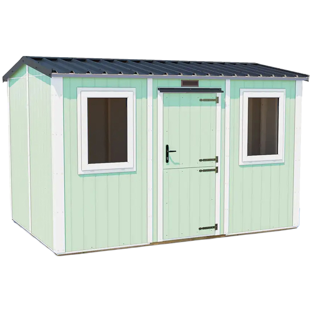 Dunster House Composite 12 x 8ft Green Apex Garden Workshop Image 1