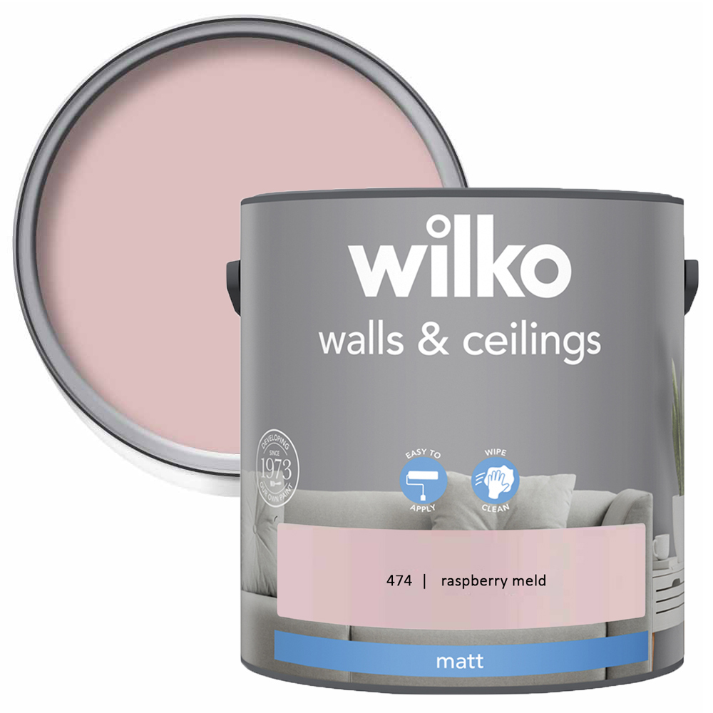 Wilko Walls & Ceilings Raspberry Meld Matt Emulsion Paint 2.5L Image 1