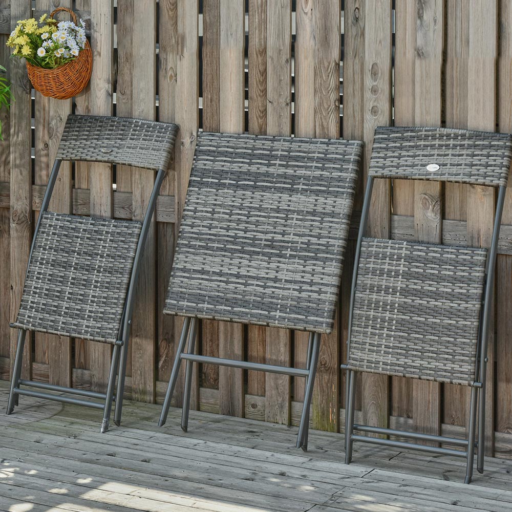 Outsunny Rattan Effect 2 Seater Bistro Set Grey Image 5