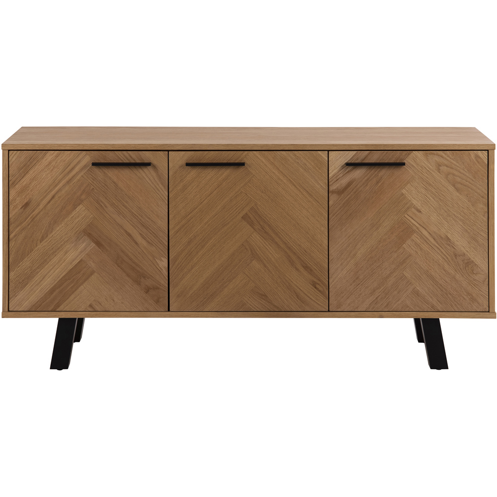 Florence Brighton 3 Door Oak Herringbone Effect Sideboard Image 3