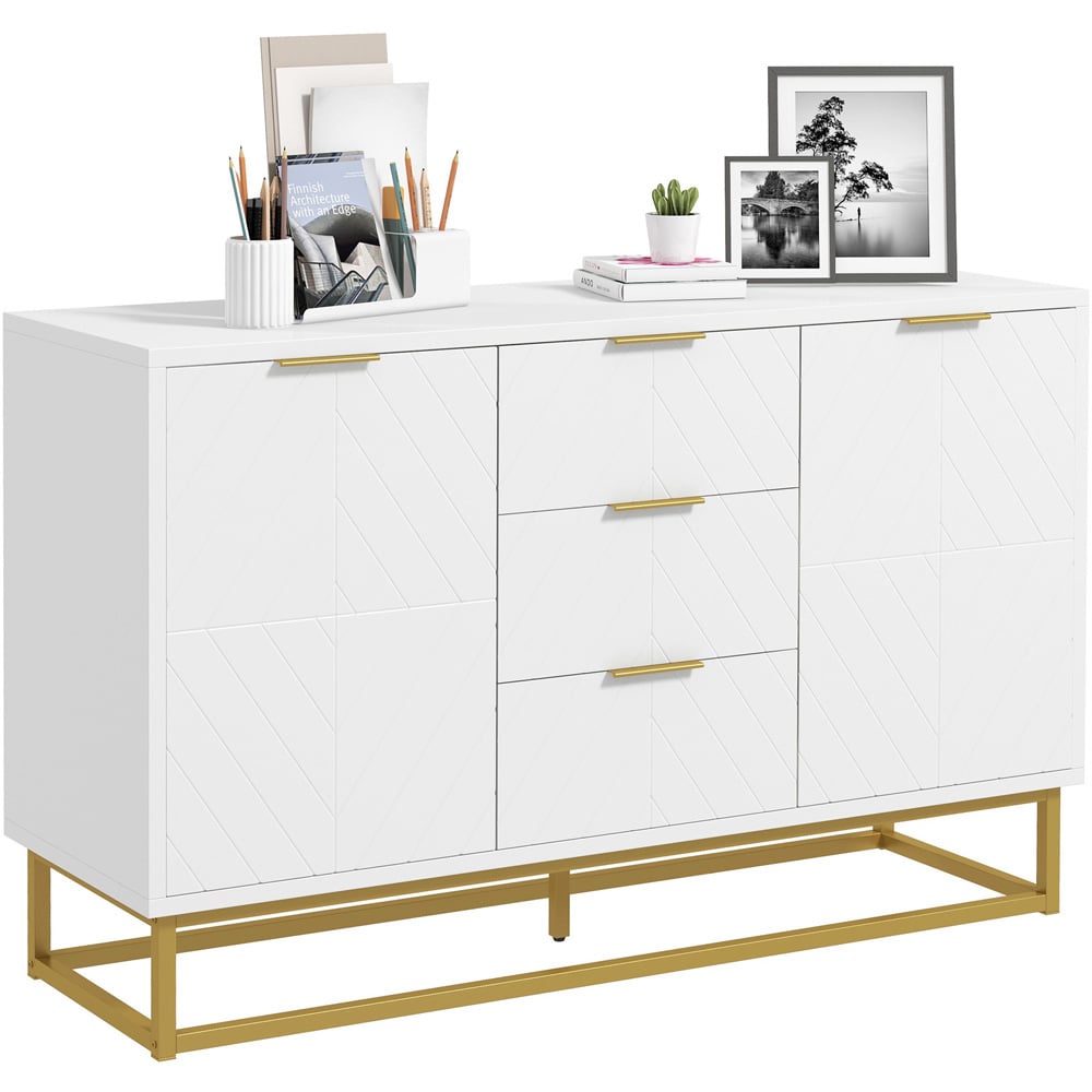 Portland 2 Door 3 Drawer White Modern Freestanding Storage Cabinet Image 2