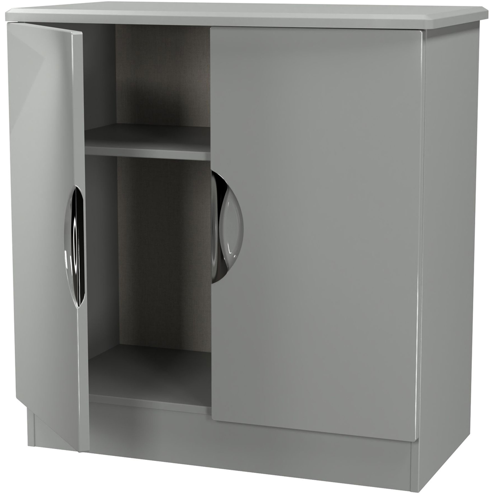 Crowndale Camden 2 Door Grey Gloss and Dusk Grey Storage Cabinet Ready Assembled Image 6