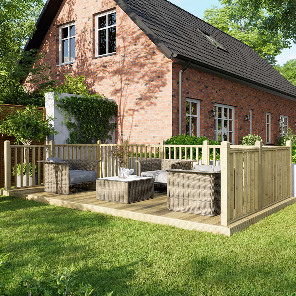 Power 10 x 18ft Timber Decking Kit With Handrails On 3 Sides Image 2