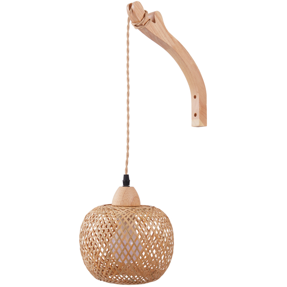 Living and Home Bamboo Woven E27 Plug-In Wall Light Image 1