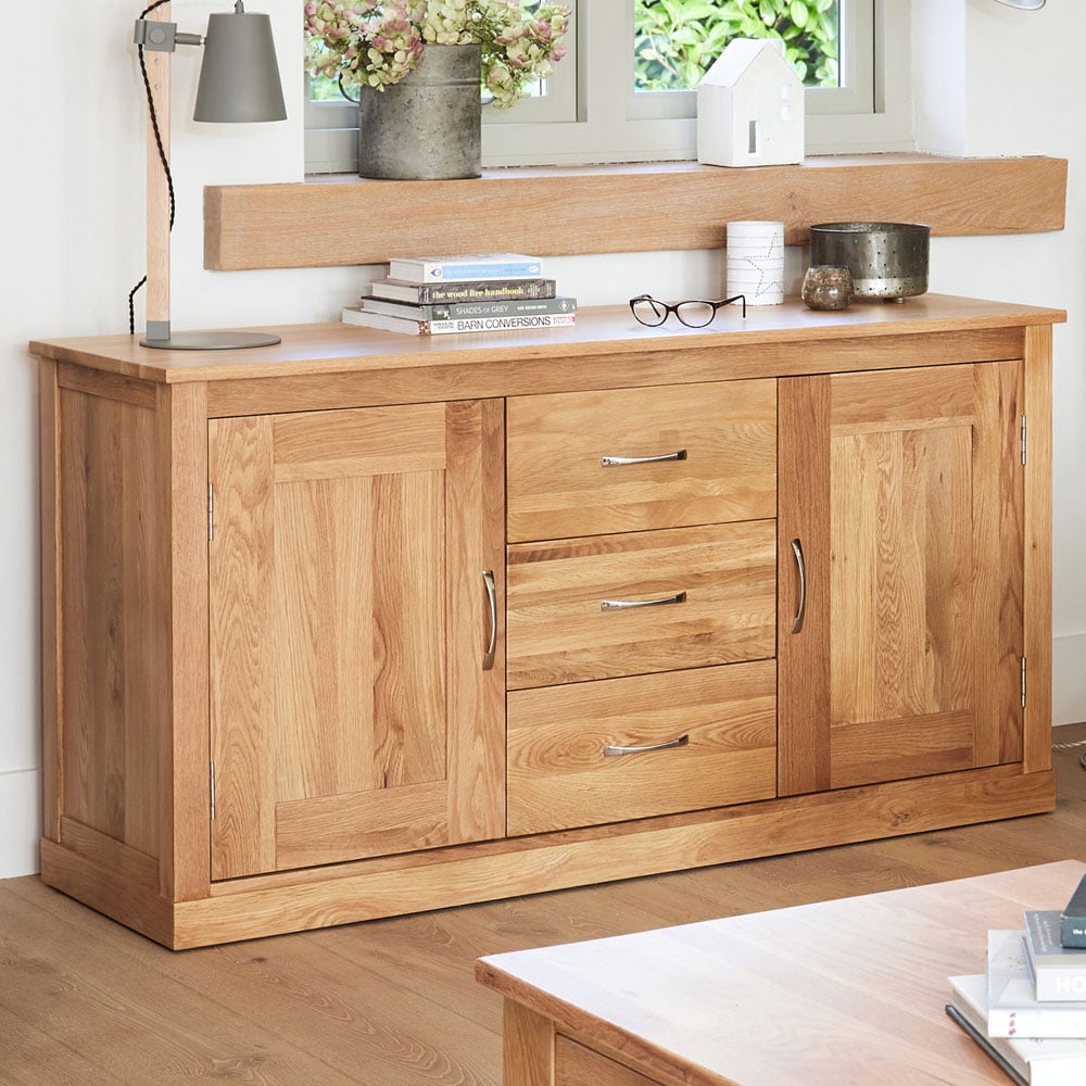 Baumhaus Mobel 2 Door 3 Drawer Oak Large Sideboard Image 1