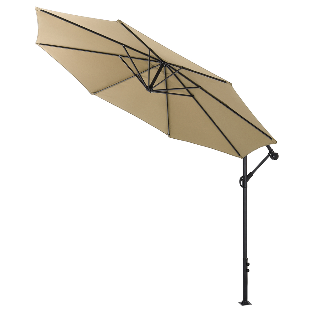 Living and Home Taupe Garden Cantilever Parasol with Round Base 3m Image 3