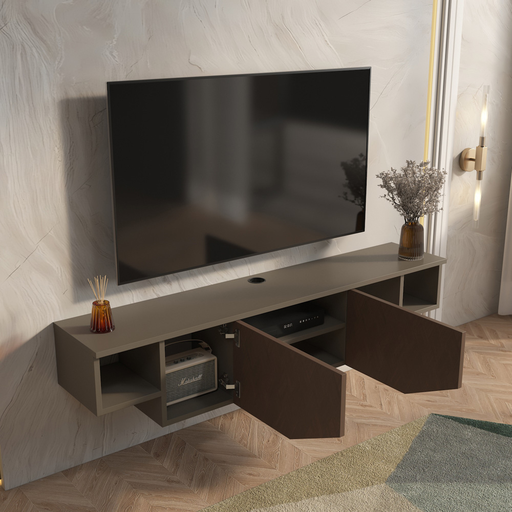 Decorotika Hera 2 Door 2 Shelf Galaxy Vintage Wall Mounted TV Unit Image 5