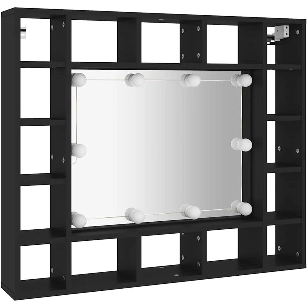 vidaXL 16 Shelf Black Mirror Bathroom Cabinet Image 4
