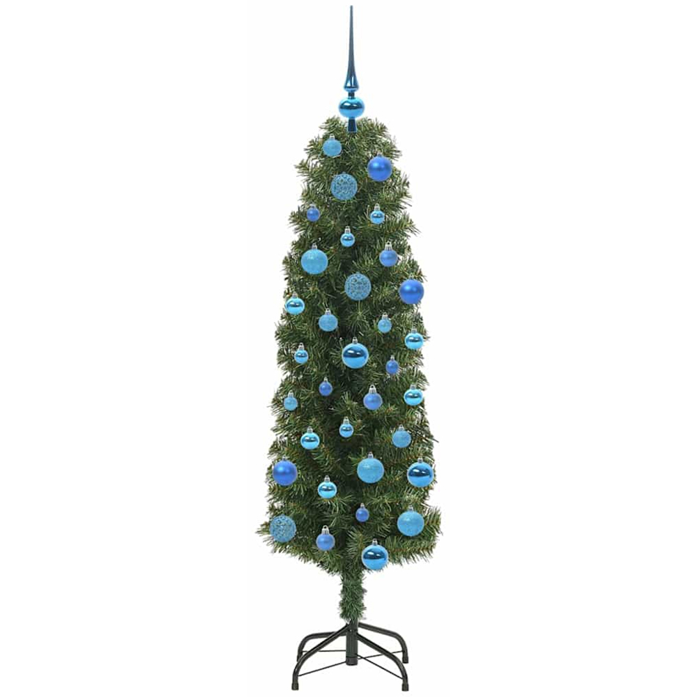 vidaXL Green Artificial Christmas Tree with Pinecones LEDs Blue Decoration Ornaments 5ft Image 4