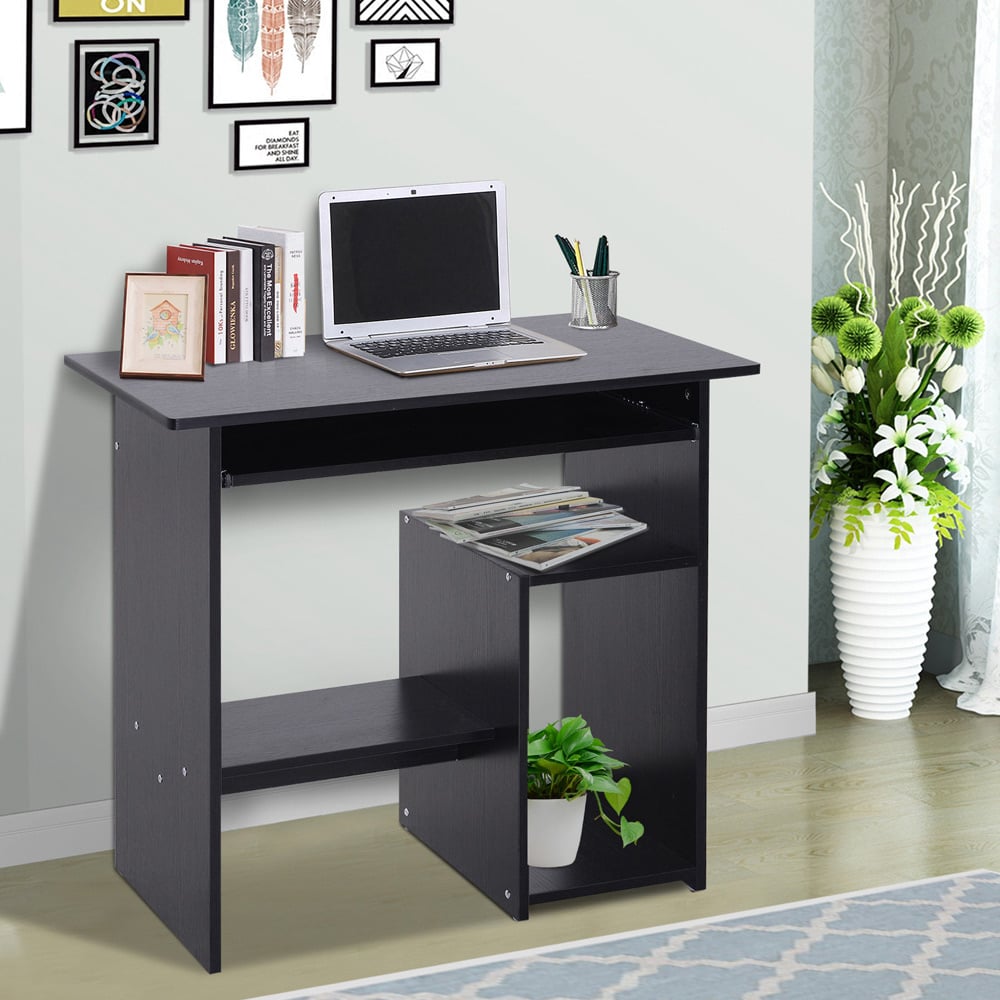 Portland Compact Small Office Desk Black Image 6