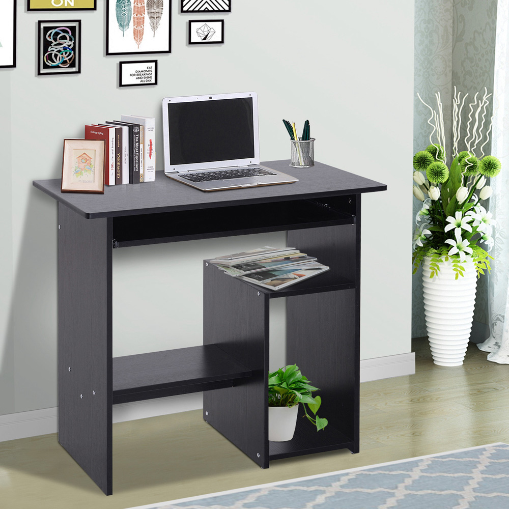 Portland Compact Small Office Desk Black Image 6