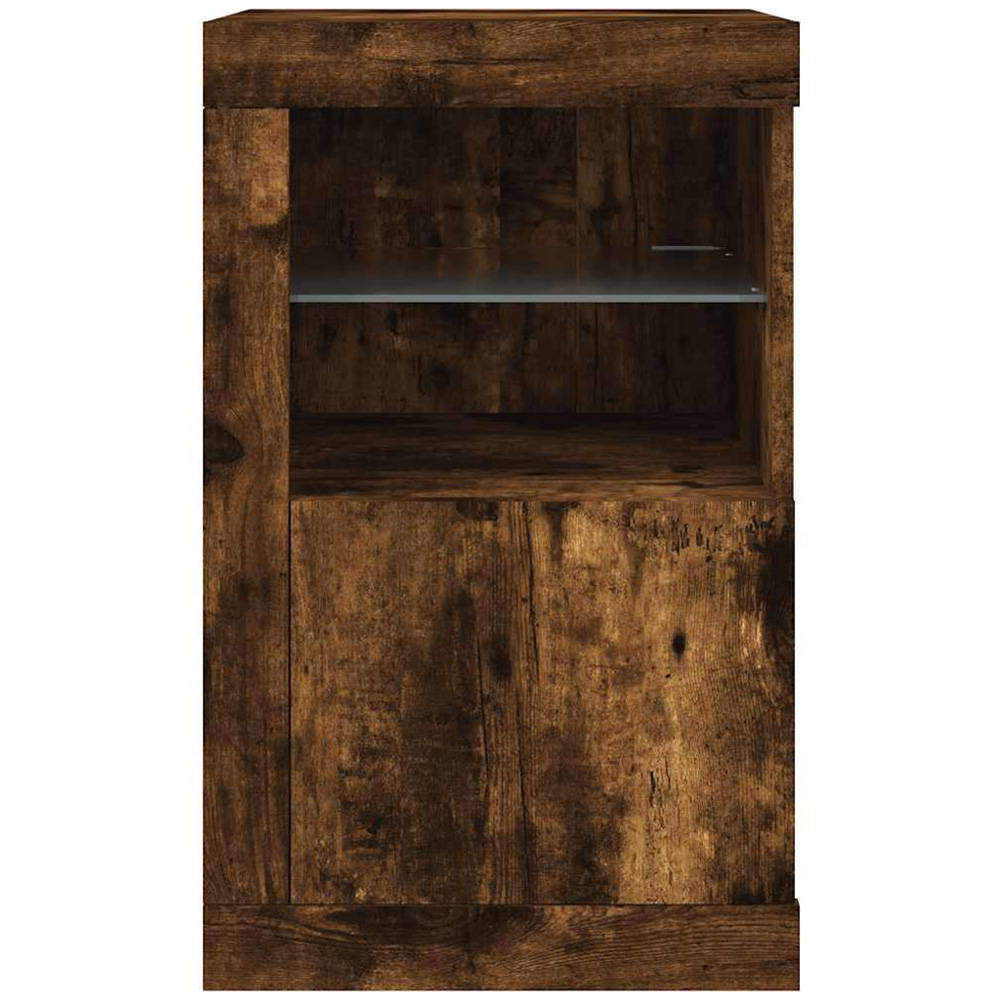 vidaXL Single Door 2 Shelf Smoked Oak Side Cabinet with LED Lights Image 7