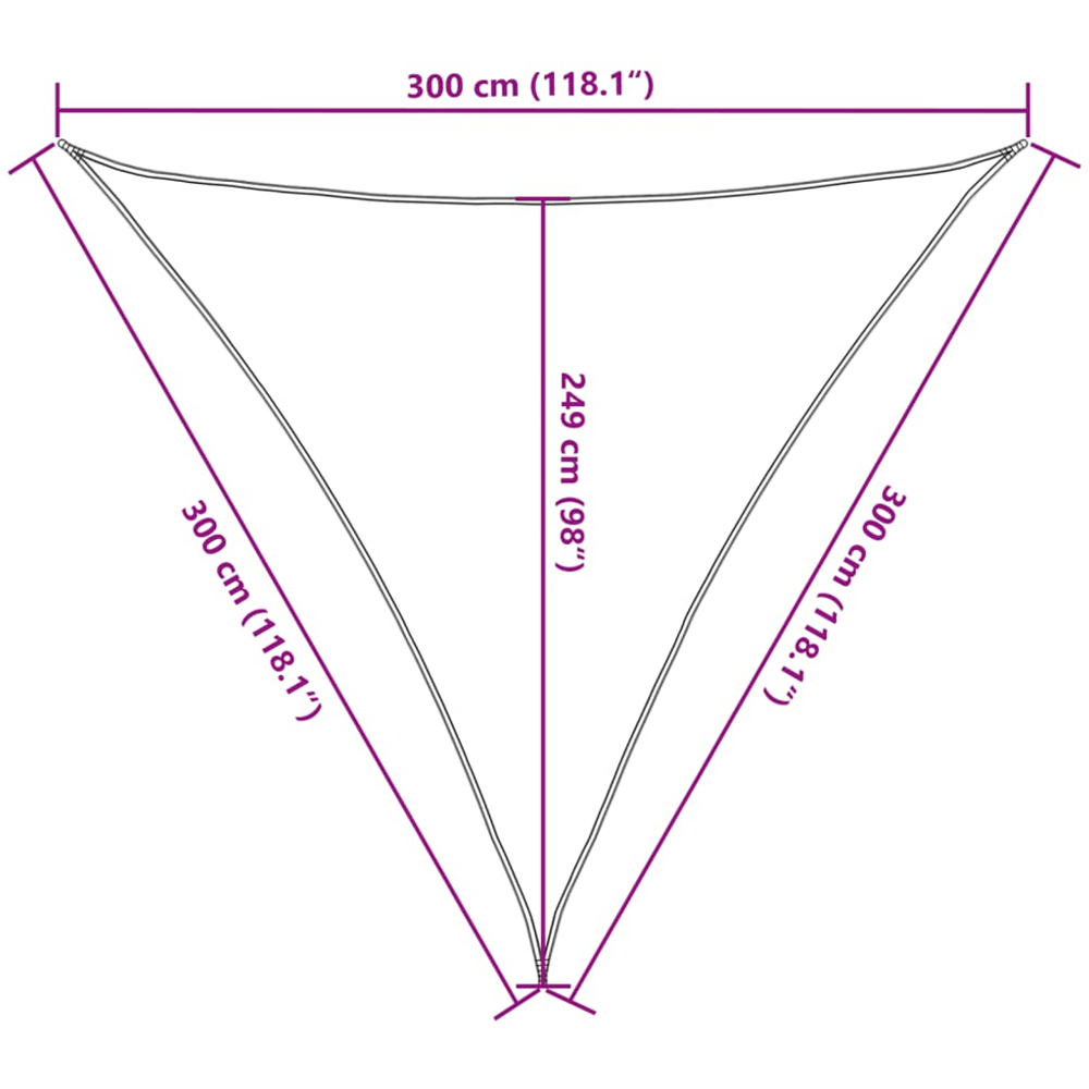 vidaXL Grey Triangular Sun Shade Sail 3 x 3 x 3m Image 9
