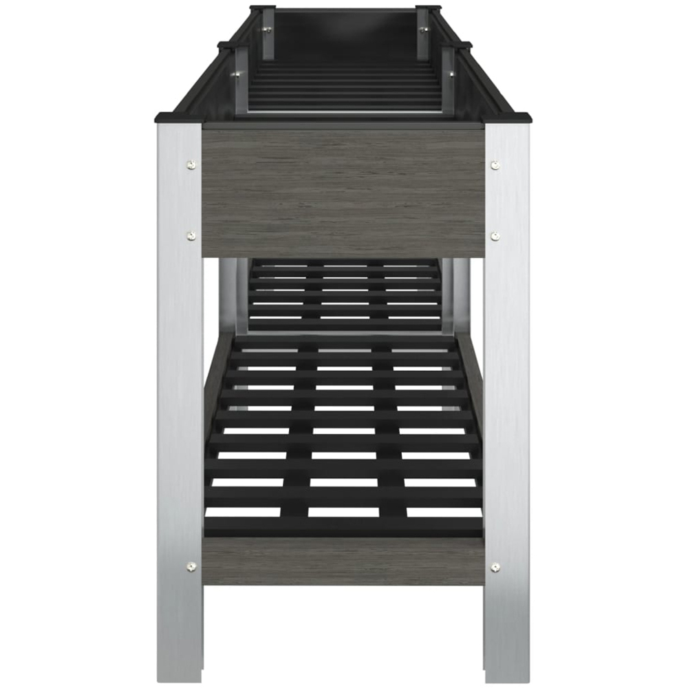 vidaXL Grey Wood Plastic Composite and Steel Raised Garden Bed with Shelf 75 x 50 x 200cm Image 3