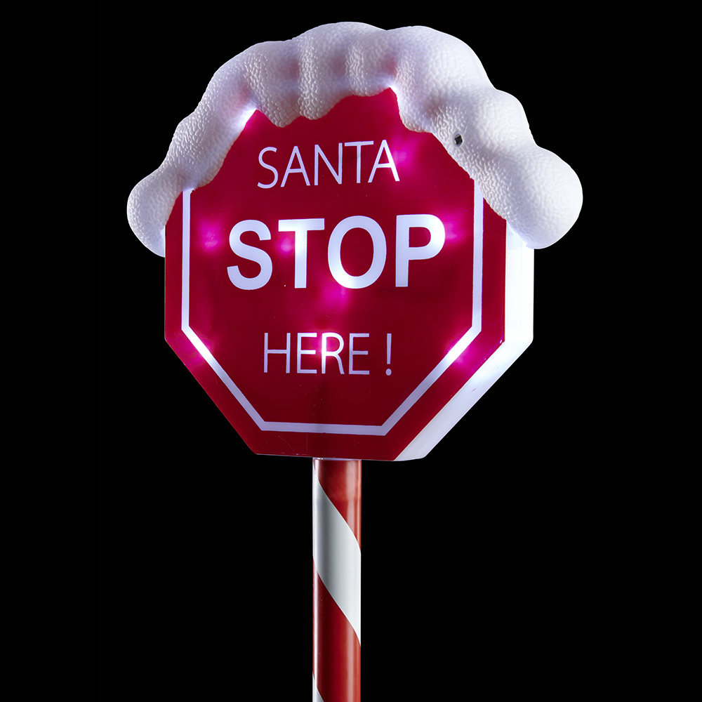Wilko Battery Operated LED Santa Stop Here Sign Image 4