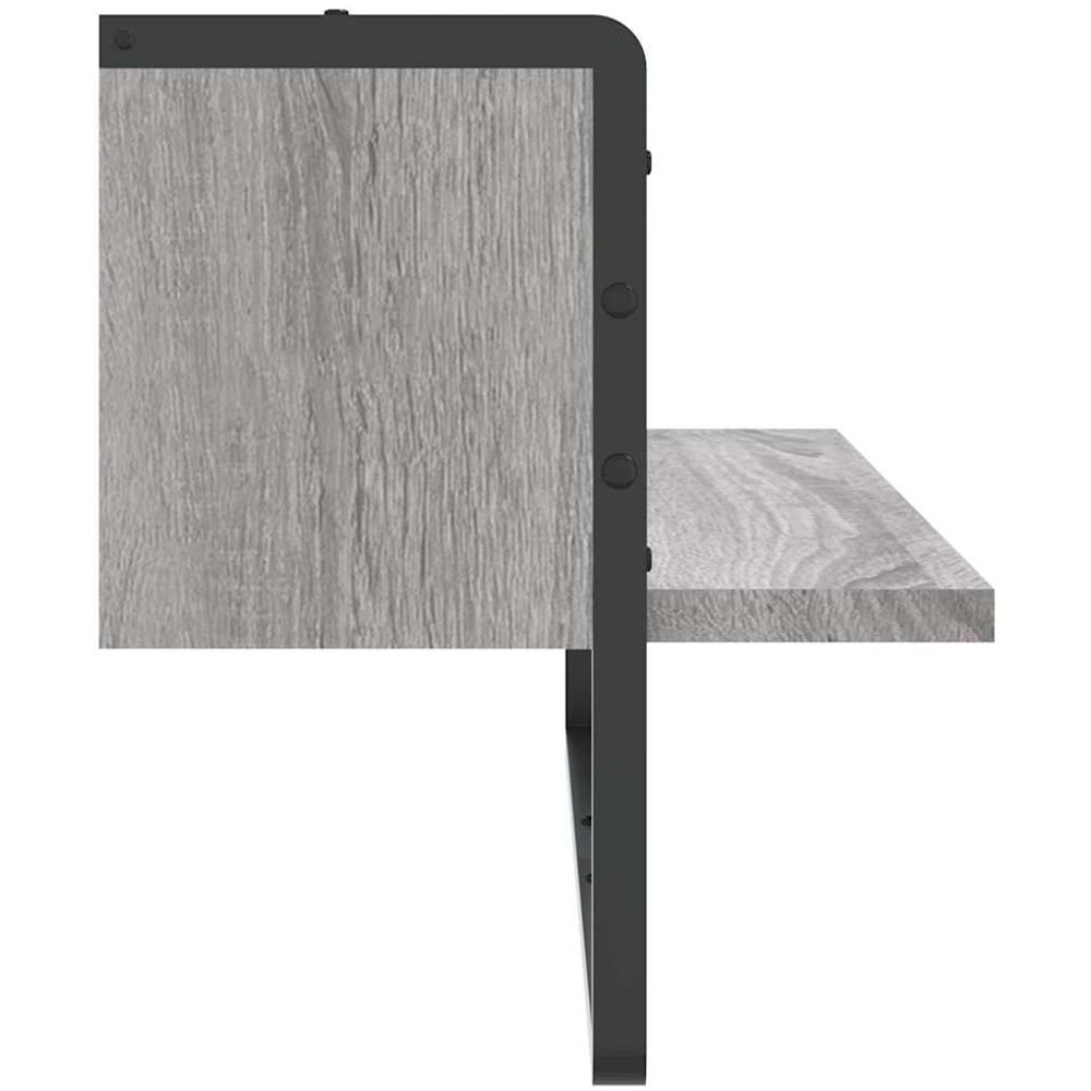 vidaXL 65cm Grey Sonoma Floating Wall Shelf with Bar Image 4