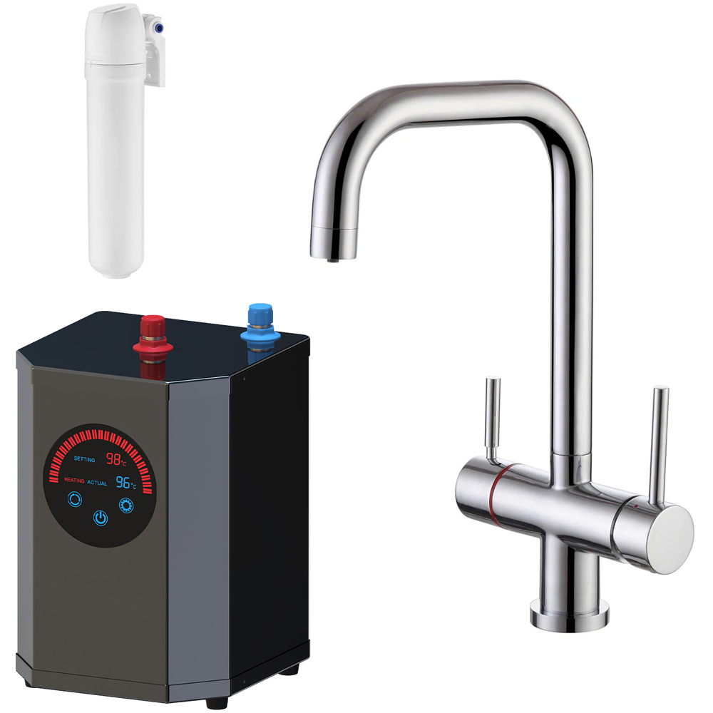 Nes Home 3 in 1 Chrome Square Instant Boiling Water Kitchen Tap with Heating Tank Image 1
