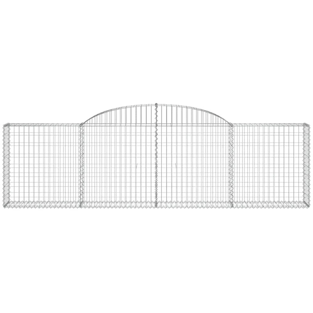 vidaXL Silver Galvanised Iron Arched Gabion Basket 300 x 30 x 80/100cm 12 Pack Image 2