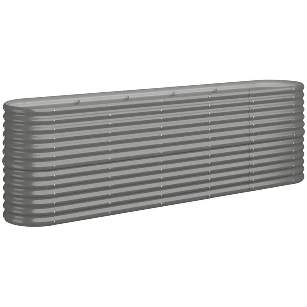 vidaXL Grey Galvanised Steel Oval Raised Garden Bed 224 x 40 x 68cm Image 1