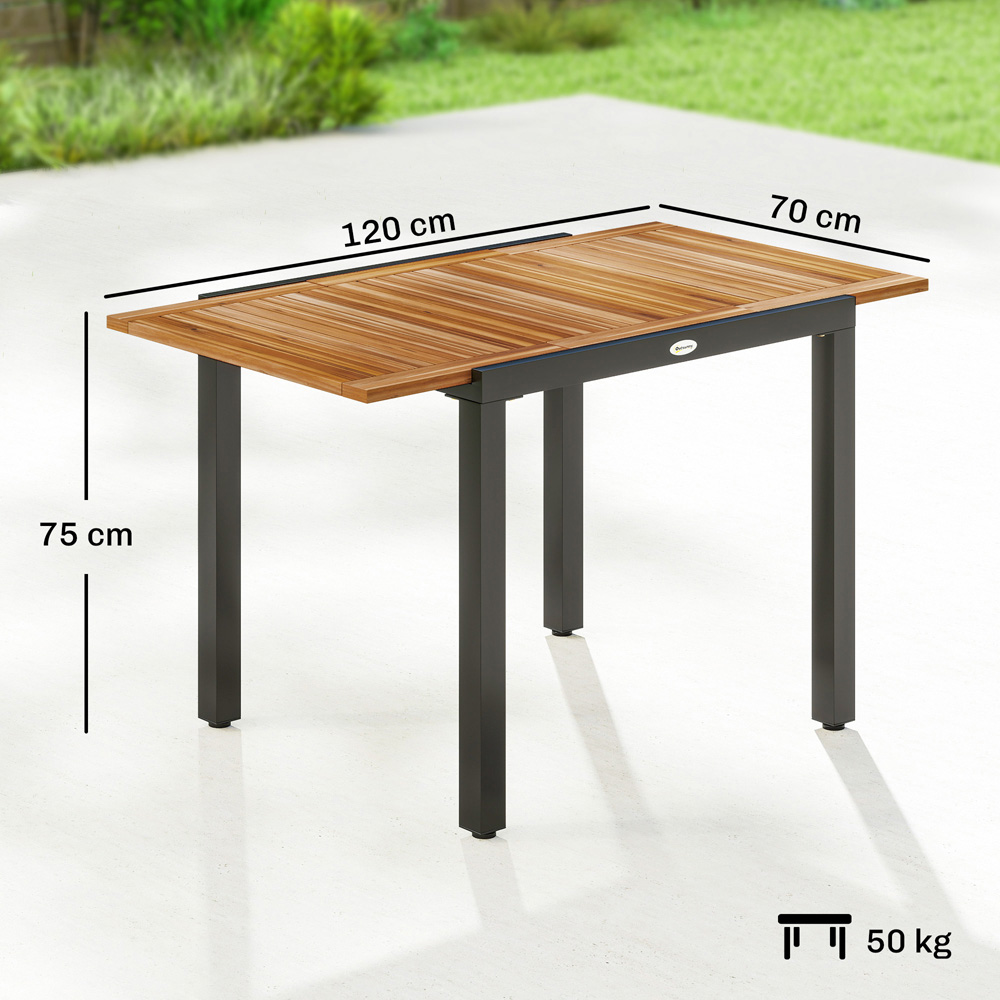 Outsunny 6 Seater 80-120cm Extendable Garden Dining Table Brown and Black Image 9