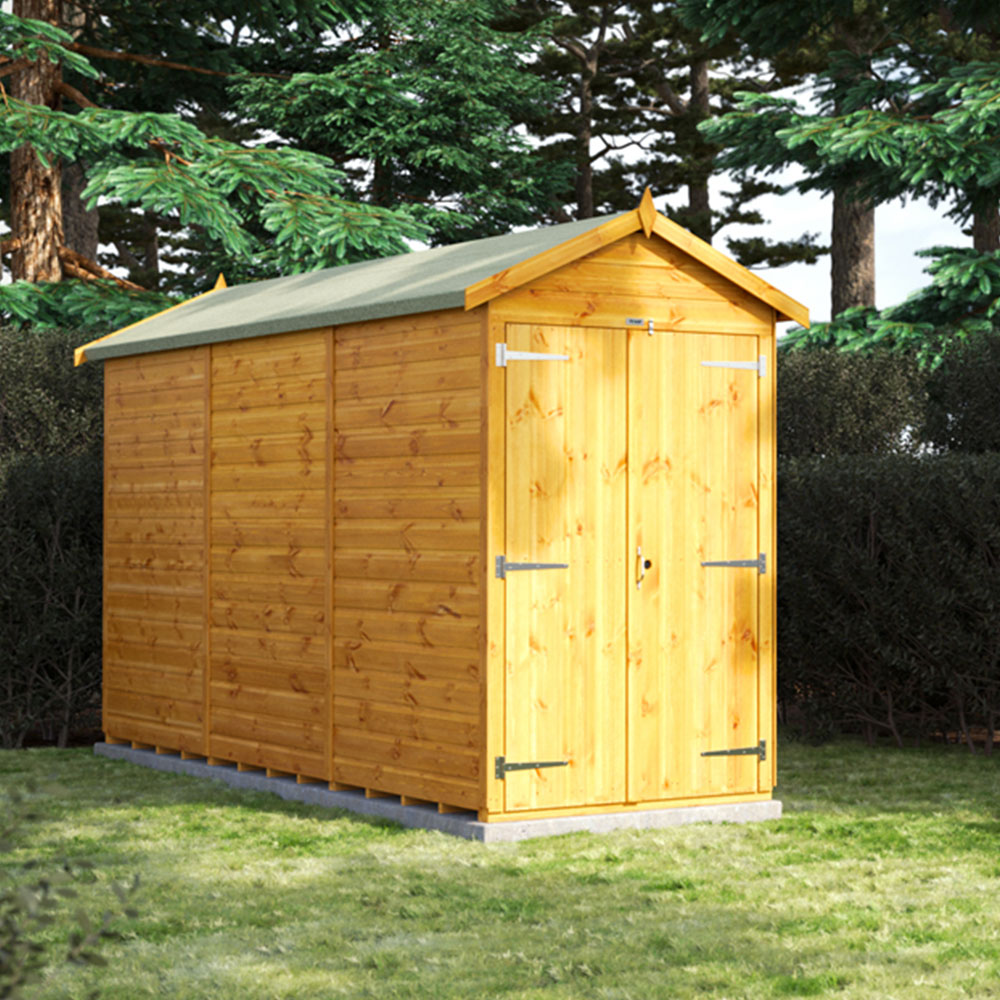 Power Sheds 12 x 4ft Double Door Apex Wooden Shed Image 2