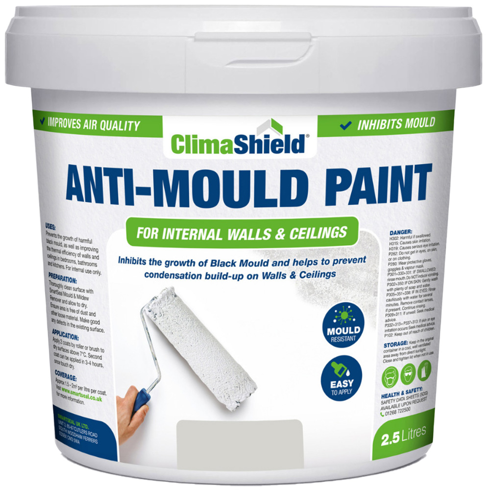 SmartSeal Pale Slate Dark Grey Anti Mould Paint 2.5L Image 2