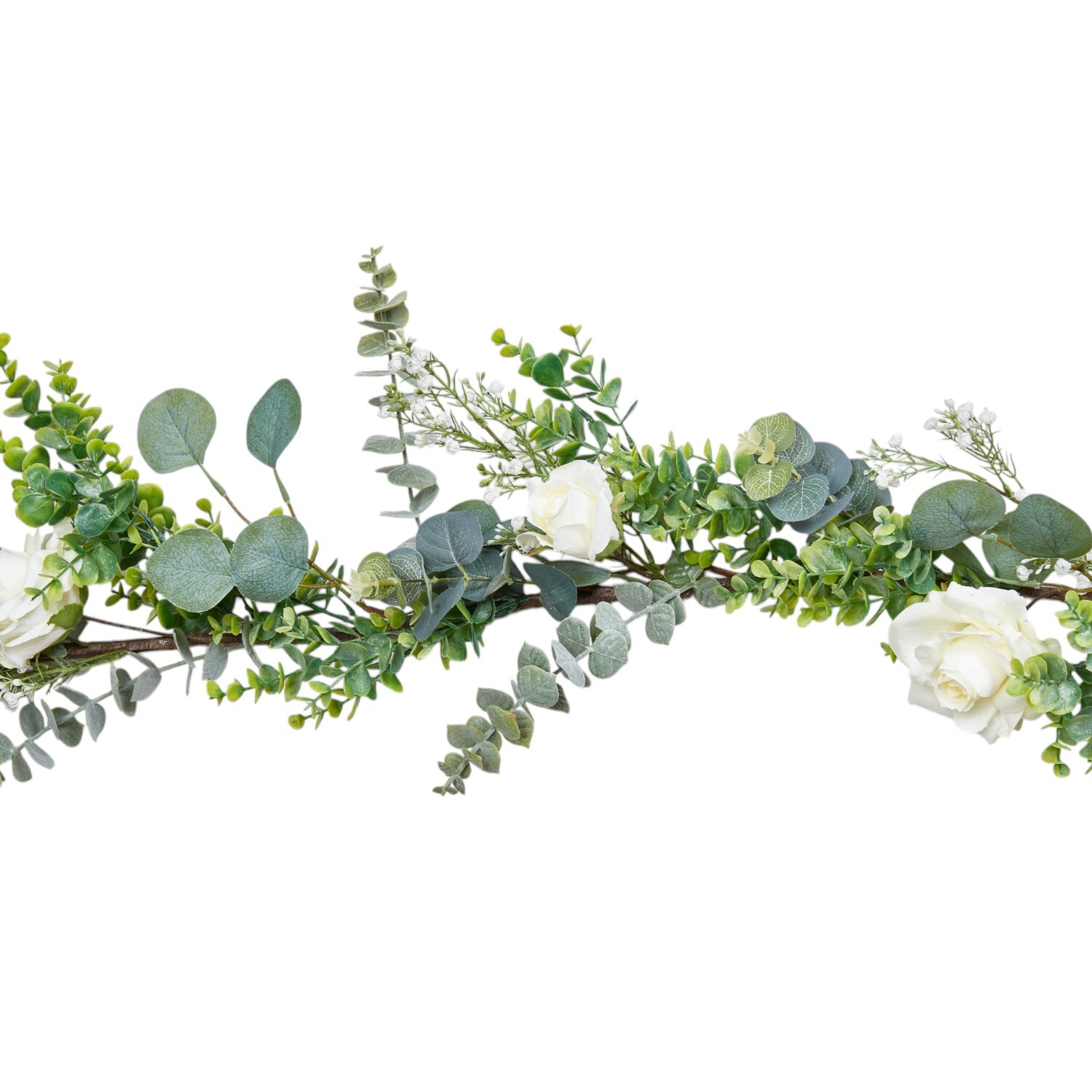 White Rose Eucalyptus Luxury Garland White Image 6