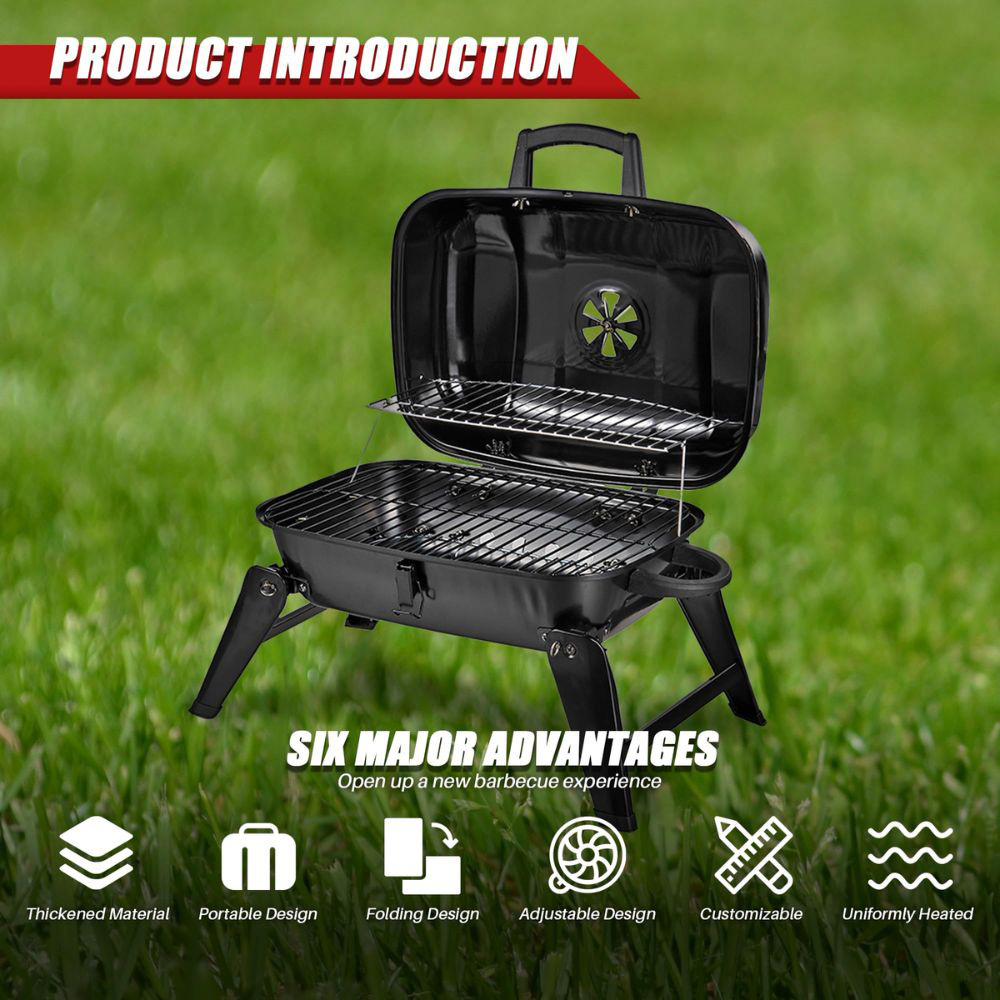 Alivio Black Portable Barbecue Charcoal Grill Image 5
