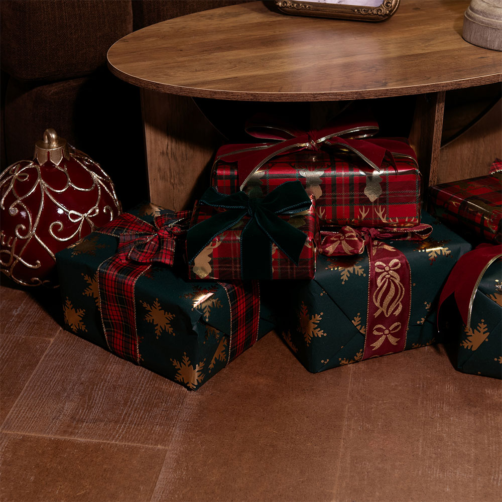 Embossed Snowflake Gift Wrapping Paper Navy Image 2