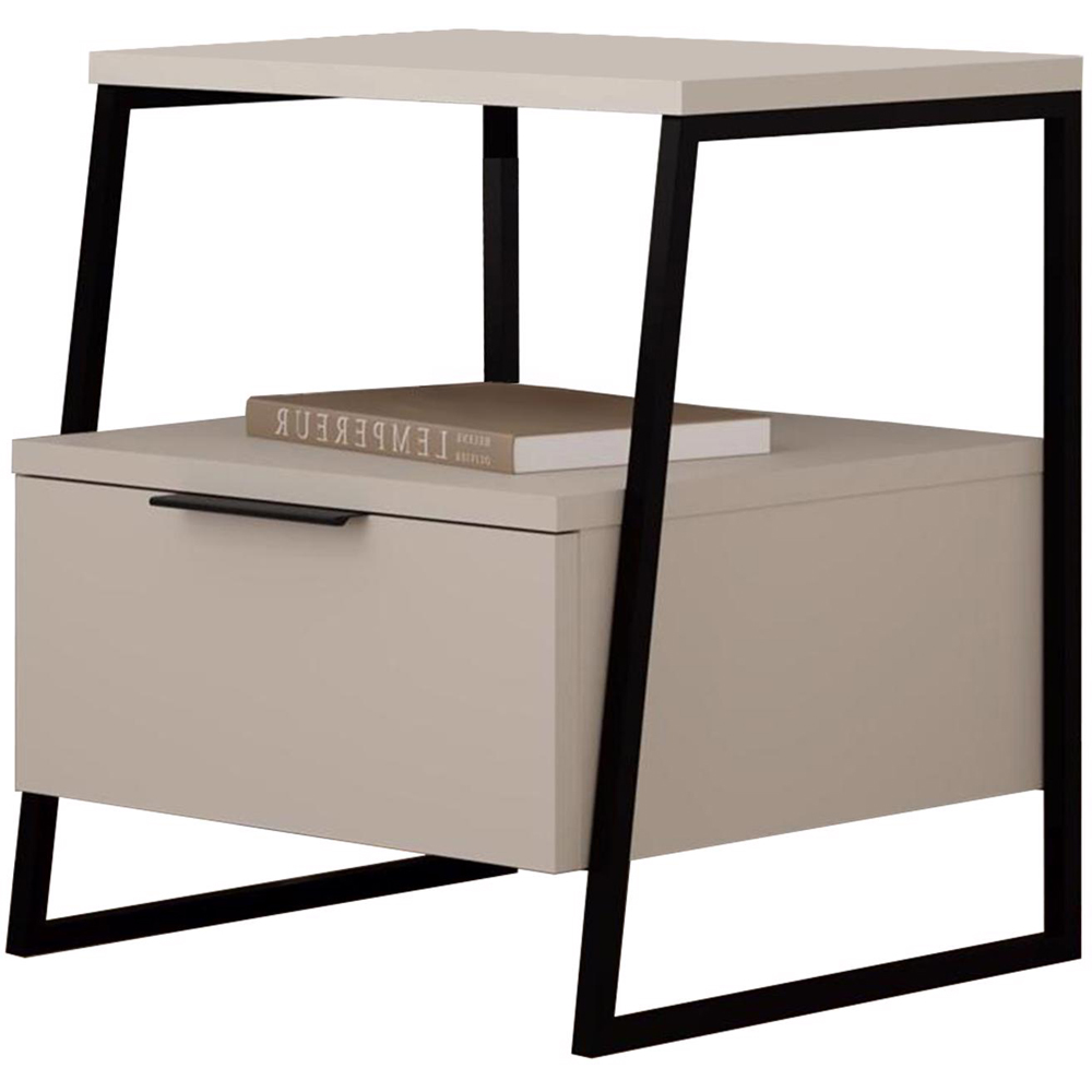 FWStyle Pal Single Door Single Shelf Sandstone Bedside Table Image 3