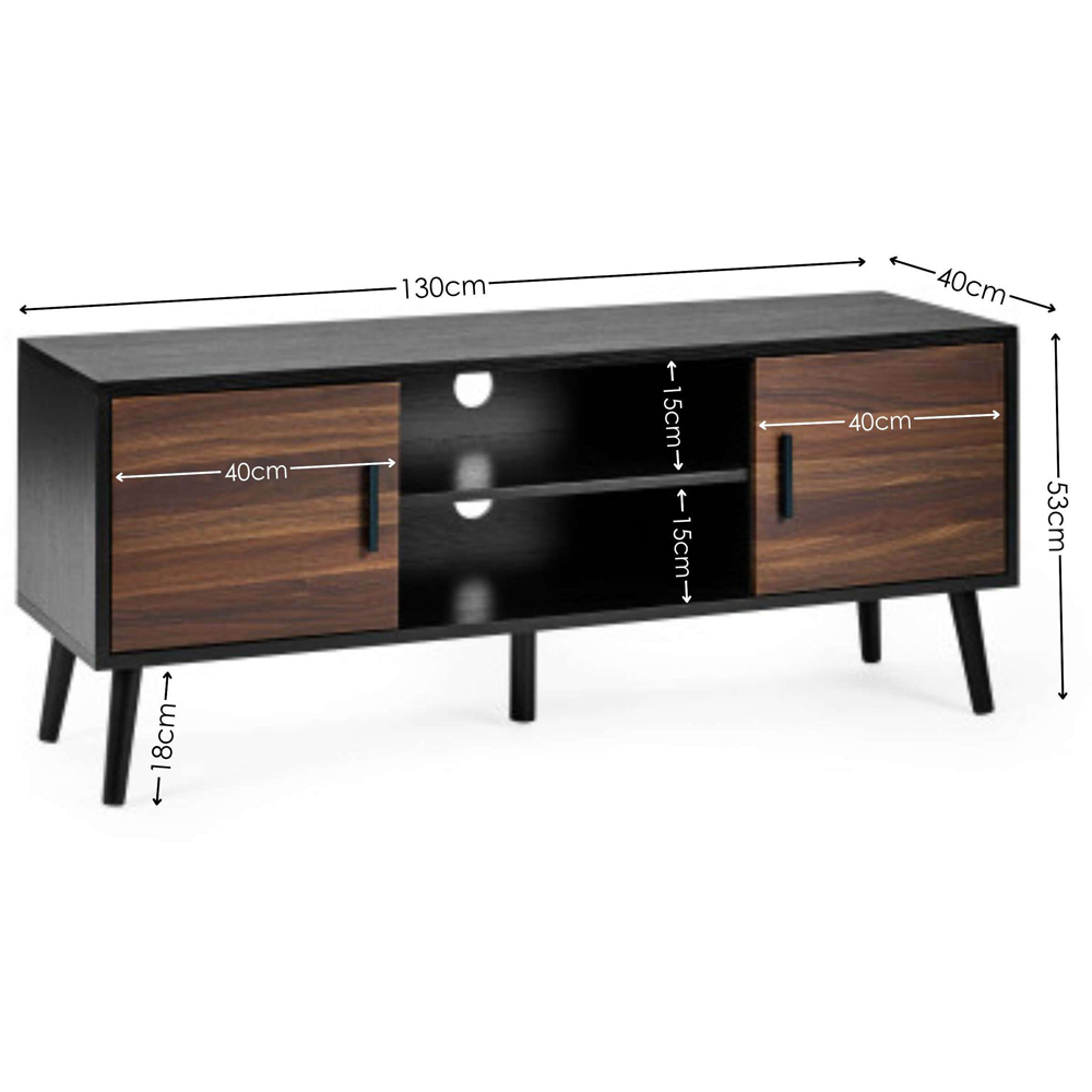 Julian Bowen Trent 2 Door Walnut and Black Large TV Stand for 55 inch Image 9