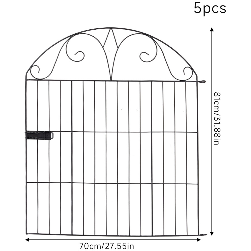 Living and Home 2.6 x 2.2ft 5 Panel Black Arched Top Scroll Detail Metal Garden Fence Image 5